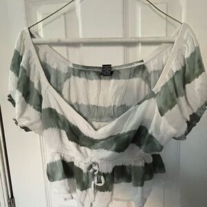 Rue21 Green and White Striped Crop Top